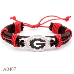 Georgia Charm Bracelet en cuir réel réglable 18 25 mm Braceux de charme d'équipe sportive de football Bracelets pour l'homme Woman276b