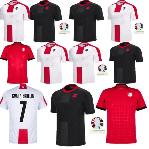 Géorgie à l'aise portant un maillot de football Ghakvetadze Nouvelle Géorgie Équipe nationale 24 25 Kit de football Men Ret Home Red Away White Uniforme Kvaratskhelia66