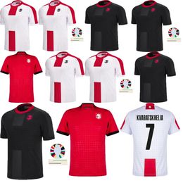 Georgia Soccer Jersey Ghakvetadze Nieuw 2025 Georgia Nationaal Team 24 25 voetbalshirt Men Kit Set Home Red Away White Men's Uniform Kvaratskhelia