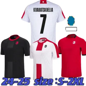 Georgia Soccer Jersey Kvaratskhelia 2024 Euro Cup Islands National Team Home Away Football Shirts Kit Chakvetadze Davitashvili Kvilitaia Mikautadze Zivzivadze