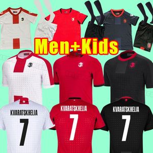 Géorgie Jerseys de football Kvaratskhelia 2024 Équipe nationale Home Shirts de football Kit Chakvetadze Davitashvili Kvitaia Mikautadze Zivzivadze Men Kids Kits