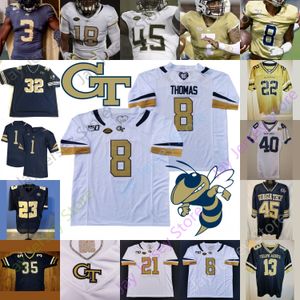 Georgia Tech Yellow Jackets Jersey de football personnalisé NCAA College Uniforme Curtis Ryans Jeff Sims Jamious Griffin Malachi Carter Marquez Ezzard Dontae Smith