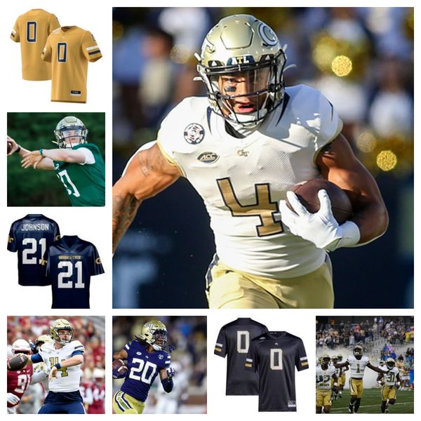 Maillot de football Georgia Tech Yellow Jackets 10 Kenan Johnson 44 Kyle Efford 5 Clayton Powell-Lee 85 Billy Ward 21 Omar Daniels 29 Nico Dowdell 58 Best 13 Paul Moala