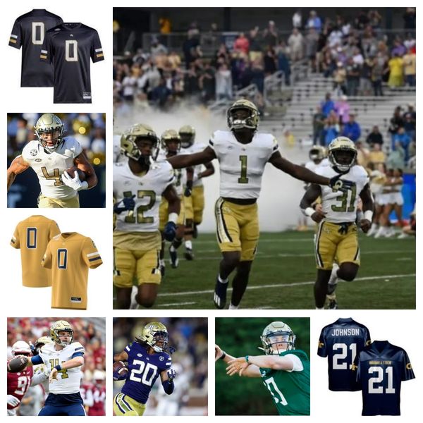 Maillot de football Georgia Tech Yellow Jackets 60 Gabe Fortson 8 Malik Rutherford 33 Tyson Meiguez 80 Seither 32 Syain Yondjouen 97 Kelly 35 Jacob Cruz 88 Zeek