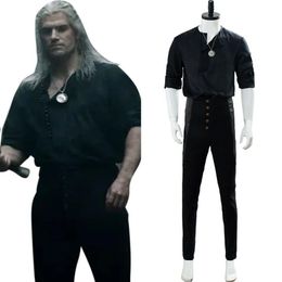 Geralt de Rivia Cosplay Costume collier tenue décontracté tenue ensemble complet289t