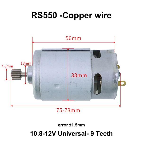 Gereedschap perceuse à charge électrique moteur DC 550 perceuse à main moteur de réparation remplacer RS550 9 11 dents 7.2V 9.6V 10.8V 12V 14.4V 16.8V 18V 21V