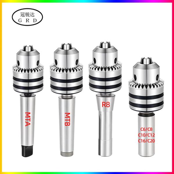 Gereedschapshouder 1 Set Drill Chuck B10 B12 B16 B18 B22 + Rod de connexion MT1 MT2 MT3 MT4 C6 C8 C10 C12 C16 C20 R8 M12 7/16 Foret Collet Chuck Set Set