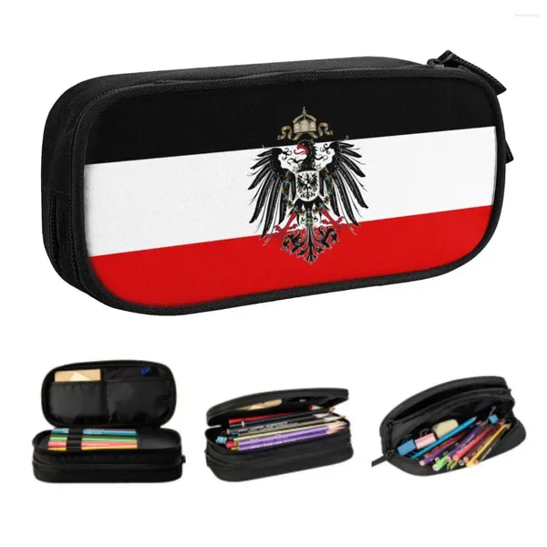 Flagal del imperio alemán Case de lápiz Alemania para niños Gilrs Big Capacial Cubo de armas Bacera de bolsas Suministros escolares