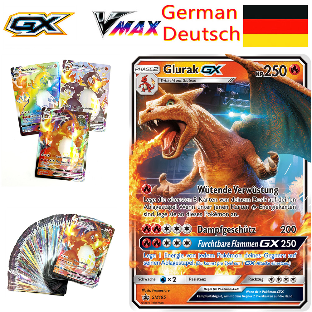 Carte da mazzo Pokemon tedesche GX V Vmax Vstar Gioco di carte collezionabili Pokemon Nuovo di zecca all'ingrosso