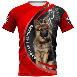 Duitse herder 3D-gedrukte T-shirts Vrouwen voor Mannen Zomer Casual Tees Korte Mouw T-shirts Drop Men's