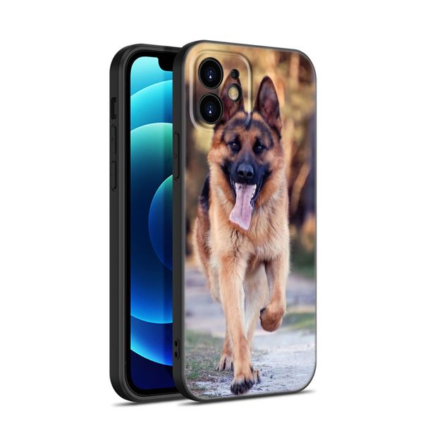Étui de téléphone de chiens de berger allemand pour Apple iPhone 12 13 Mini 11 14 Pro Xs Max 6S 6 7 8 plus 5S X XR SE 2020 2022 Soft Black Cover