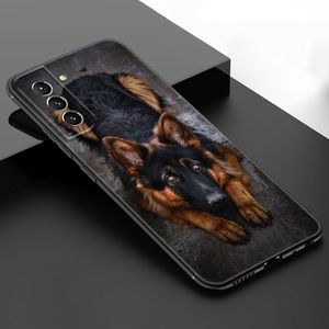 Case de teléfono de perro pastor alemán para Samsung Galaxy S23 S22 S21 S20 Ultra Fe S10e S10 Lite S9 S8 Plus S7 S6 Edge Soft Black Cover