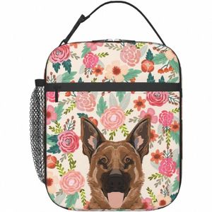 Sac à lunch portable réutilisable pour chien de berger allemand Fr Sac fourre-tout isotherme pour l'extérieur Collège Voyage Bureau Pique-nique Travail D8j2 #