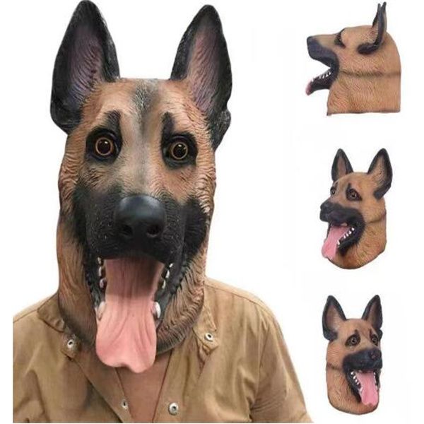 Masque de berger allemand Halloween Party Cosplay Costume Animal Costume Sheepdog Chog Head Masques réaliste Animal réaliste Masque en latex complet