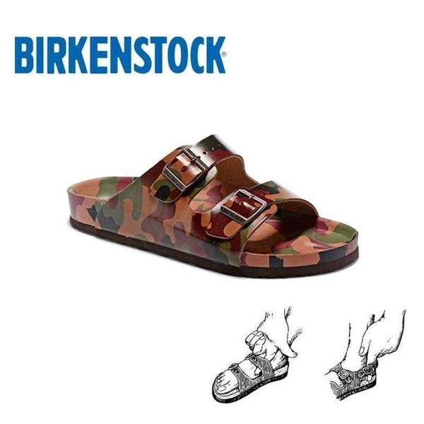 Chaussons allemands Designer Birkinstocks Chaussures Burken pour femmes allemandes pour hommes Arizona Printemps et été Sandales en liège Pantoufles Camouflage vert armée