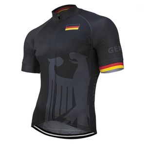 Duitsland klassieke fietsshirt heren zomer korte mouw wielertrui fietstops zwart fietskleding14626331