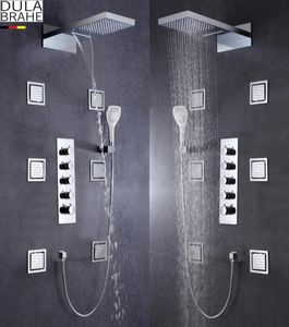 Alemania DULABRAHE Grifo termostático para ducha de baño Juego de mezclador de flujo de agua grande Válvula de ducha para baño Cascada y ducha de lluvia Hea5811043