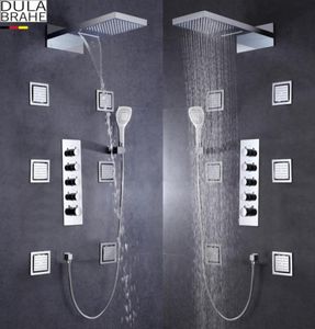 Duitsland Dulabale thermostatische badkamer douchekraan Grote waterstroommixer Set badklep waterval en regendouche HEA9594436