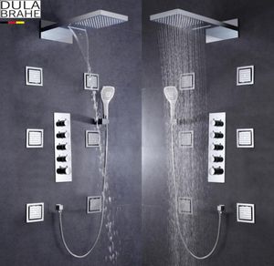 Allemagne Dulabrahe thermostatique de salle de bain robinet de douche grand mélangeur à flux d'eau set de baignoire vanne de douche et douche de pluie HEA4209478