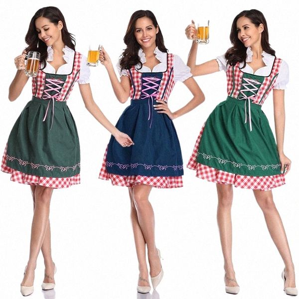 Allemagne Oktoberfest Costume Jeu de rôle Maid Serveur de bière Travail Dr Kilt Girl Outfit Waitr Bar Uniformes Dr s66z #