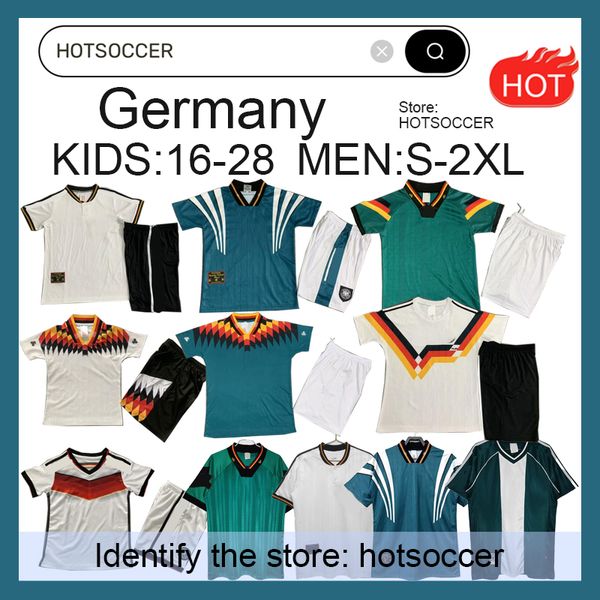Allemagne Retro Man and Kids Soccer Jersey Home Away Klinsmann Matthias Football Shirts Kalkbrenner Littbarski Ballack 82 88 92 94 96 98 02 2004 2010 14 88 98 94 HOTSOCCER