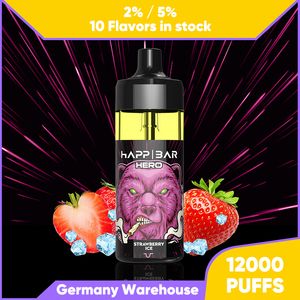 Duitsland verzendt 12000 Puffs Wegwerp E Sigaretten Vapes Pod Device 650 MAH Batterij 16 ml voorgevuld cartridge stick puff 12k Bar 2% NIC 5% smaakvape