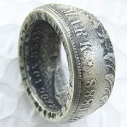 Allemagne Silver Coin Ring 5 MARK 1888 Plaqué argent fait à la main dans les tailles 8-16278Q