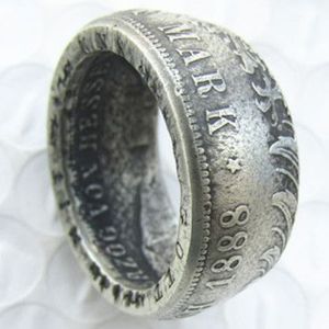 Allemagne Silver Coin Ring 5 MARK 1888 Plaqué argent fait à la main dans les tailles 8-16236f