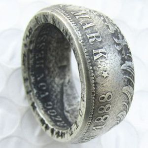 Allemagne Silver Coin Ring 5 MARK 1888 Plaqué argent fait à la main dans les tailles 8-16265B