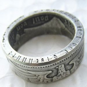 Anillo de moneda de plata de Alemania 5 MARK plateado hecho a mano en tamaños 7-12277b