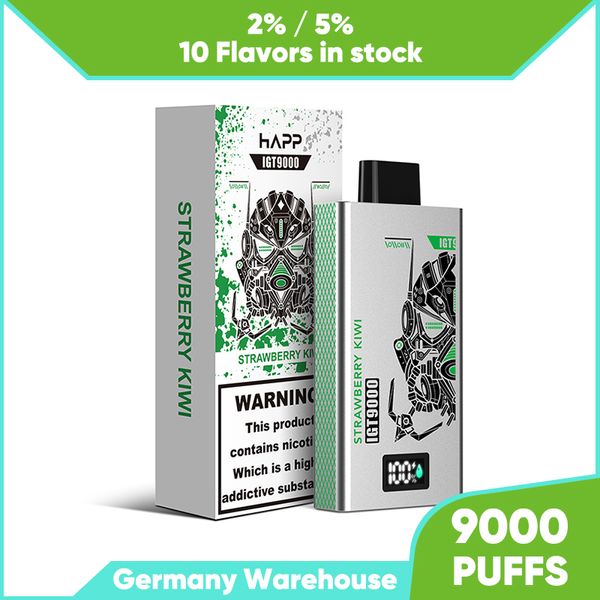 Allemagne Vape 9000Puffs Bar Jetable 9K Puffs Vapers 2% 5% Nic Sel Meilleur Goût Vape Jus Cigarette Électrique