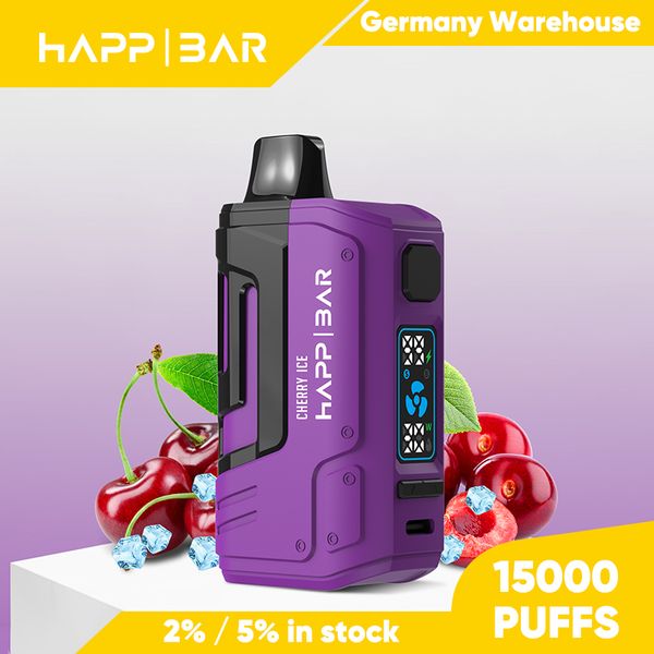 Alemania almacena Vapes desechables 15000 Puff 2% 5% Pantalla de pantalla Vapor listo para enviar envío gratuito