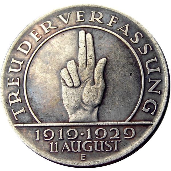 Allemagne république de weimar 1929E 5 reichsmark argent copie pièce en laiton artisanat ornements décoration de la maison accessoires 252r