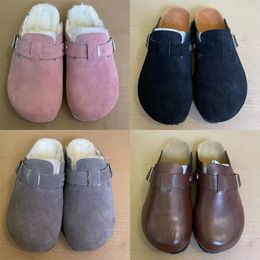 Duitsland dames slippers ontwerper sneakers dames sandalen sandalen scheren suède klompen slipper zachte voetbed roze zwarte steen taupe glad lederen geroosterde bruine kaki schoenen