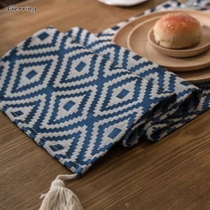 Gerring Nordic Jacquard Blue Table Runner Geométrique Geometric Green Ta Table Table Flag Modern Elegant Table Coureurs pour Dining Table