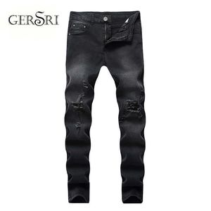 Gersri Jeans Hombres Patchwork Destry Marca Cómodos Pantalones Recortados Hombre Vaqueros Demin Pantalones Hombre Dropshipping X0621