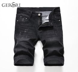 Gersri Men039s pantalones cortos de mezclilla Jeans de buena calidad pantalones vaqueros de verano de algodón sólido recto corto masculino Casual nueva marca 2997988