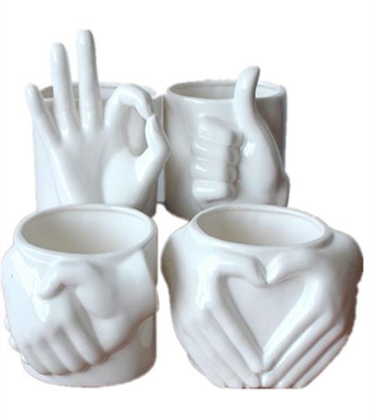 Gesture vase Vase Ceramic Handshake Flower Pots Creative Heart Flower Planter Ecof-Rivily Design Flower Pot Home Garden Pot1879981