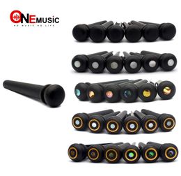 GetMusic 60pcSlot ebony akoestische gitaarbrug pinnen echte shell dot gitaar druk snaar nagels pin gitaar onderdelen black6859792