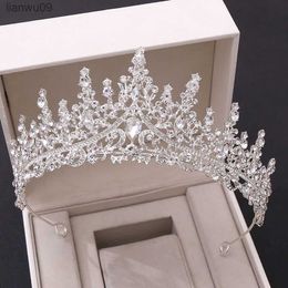 GETNOIVAS Bruid Hoofdtooi Luxe Crystal Rhinestone Crown Tiara Hoofdband Vrouwen Bruiloft Haar Sieraden Headpeice Haar Accessoire SL L230704