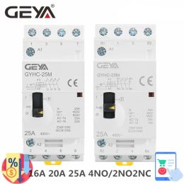 Geya GYHC 4P 25A 4NO ou 2NO2NC 220V / 230V 50 / 60Hz DIN RAIL MÉNAGE AC Contacteur MANUEL TYPE