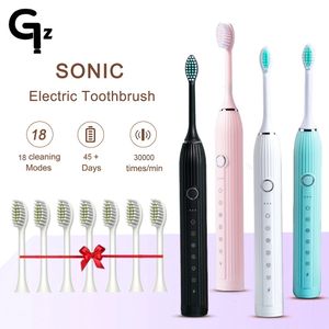 Gezhou N105 Sonic Electric Tooth Brush volwassen timer borstel USB oplaadbare elektrische tandenborstels met 8 stks vervangende borstel kop 240409