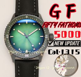 GF 5000 Fifty Fathoms Luxury herenhorloge 43,6 mm Cal.1315 Mechanische beweging, zwart keramiek, titanium case, 3c super lichtgevend groen
