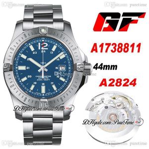 GF Colt Automatic 44mm ETA A2824 Automatische Herenhorloge Staal Case Blue Dial RVS Bracelet Best Edition A1738811 PTBL Puretime 34b2