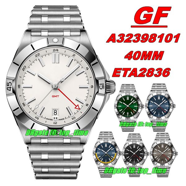 GF Factory Watches GF Chronomat GMT 40mm Eta2836 Montre automatique pour femme / homme Cadran blanc Bracelet en acier inoxydable Ladys / Montres-bracelets pour hommes