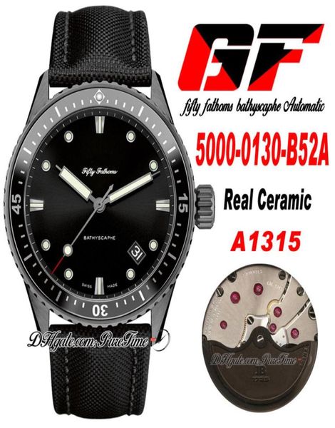 GF Fifty Fathoms Bathyscaphe A1315 Automatic Mens Watch 50000130B52A Céramic CALABLE Noir Super Edition Nylon Strap Puretime 8628374