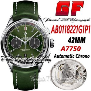 GF V2 Premier B01 Mens Watch A7750 Automatische chronograph GFB0118221L1P1 Groene wijzerplaat roestvrijstalen lederen riem super editie Eternity Stopwatch horloges