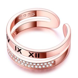 GF rose or rempli la lettre romaine anneau de doigt zircon micro pave pour les femmes Ann 34f