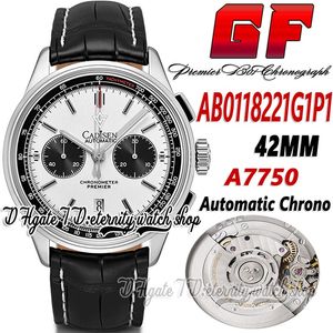 GF V2 Premier B01 Mens Watch A7750 Automatische chronograph GFB0118221G1P1 Silver Dial Stainless Steel Case Leather Strap Super Edition Eternity Stopwatch Watches