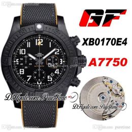 GF XB0170E4 ETA A7750 Chronographe automatique Volcano Montre pour homme en polymère spécial PVD Cadran noir Cuir nylon PTBL Super Edition Pur180q